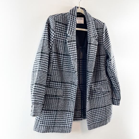 Old Navy Soft Brushed Oversized Single Breasted Plaid Blazer Jacket Gray Small - Picture 9 of 9